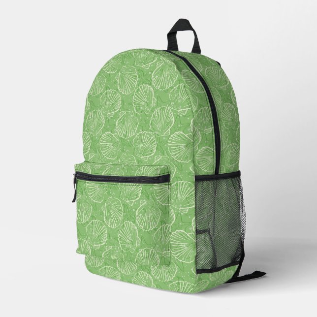 Outline seashells printed backpack (Back Corner Right)