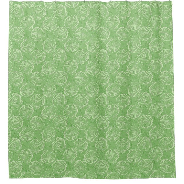 Outline seashells shower curtain (Front)