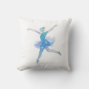 Outline Stroke Dancing Blue Ballerina Studio  Cushion