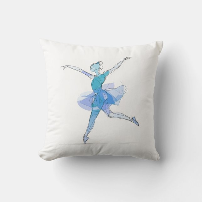 Outline Stroke Dancing Blue Ballerina Studio  Cushion (Front)