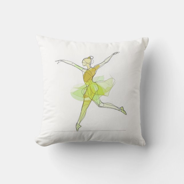 Outline Stroke Dancing Green Ballerina Studio  Cushion (Front)