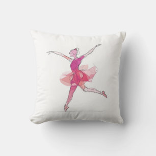 Outline Stroke Dancing Pink Ballerina Studio Decor Cushion