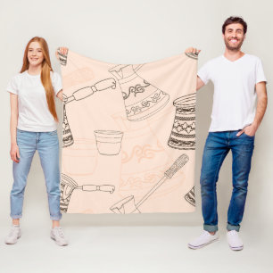 Outline Turkish Coffee Elegant Minimalist Design Fleece Blanket