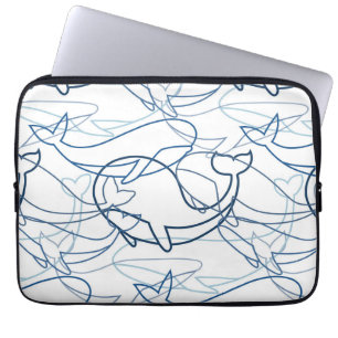 Outline whales laptop sleeve
