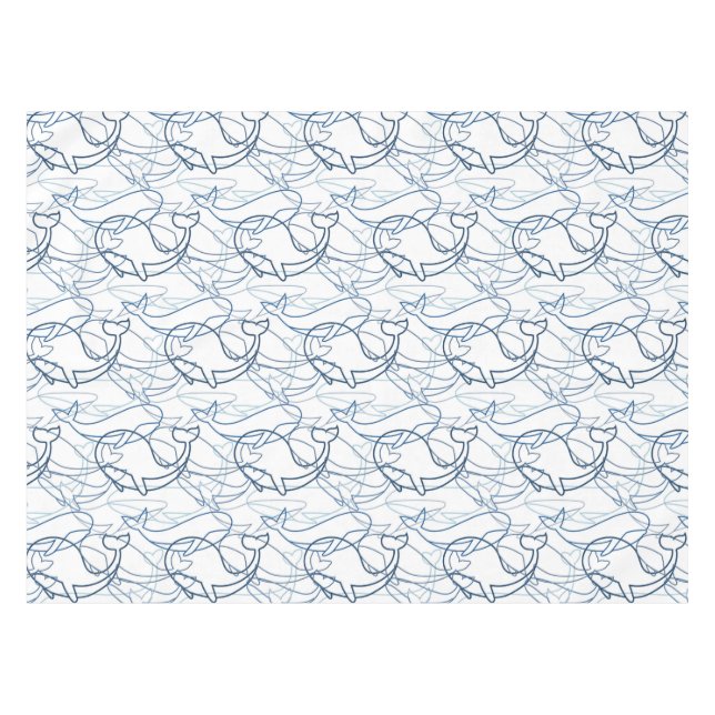 Outline whales tablecloth (Front (Horizontal))