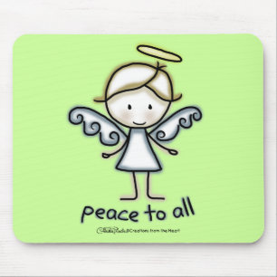 Outlined Angel-Peace to All Mouse Pad