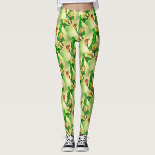 Outlined Calla Lilies Against A Green Ombre Leggings
