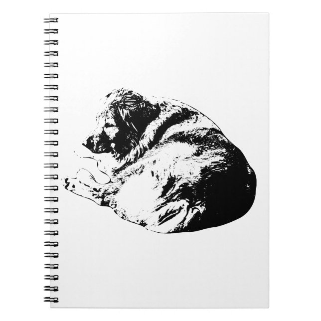Outlined Dog Curl Invites Gentle Holiday Writing Notebook (Front)