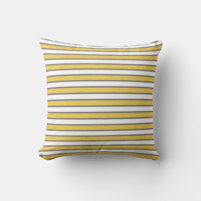 Outlined Grey and Static Gold Stripes Cushion (Front)
