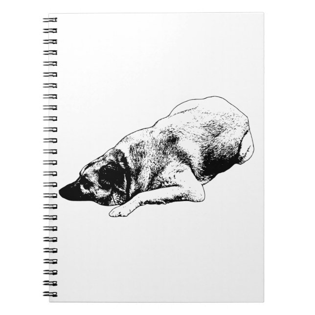 Outlined Lying Dog Inspires Thoughtful Holiday Not Notebook (Front)