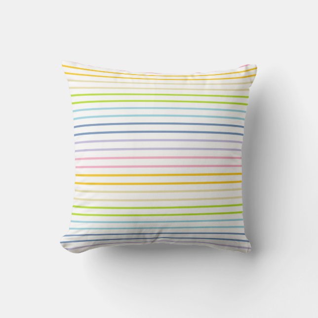 Outlined Pastel Rainbow Stripes Cushion (Front)