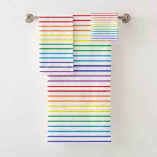 Outlined Rainbow Stripes Bath Towel Set