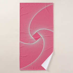 outlined square vortex in velvet pink bath towel