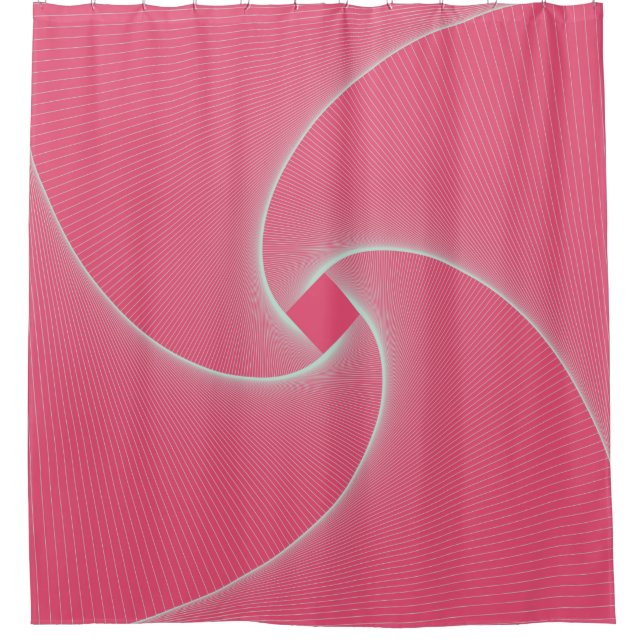 outlined square vortex in velvet pink shower curtain (Front)