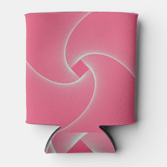 Outlined square vortex, velvet pink. can cooler (Front)