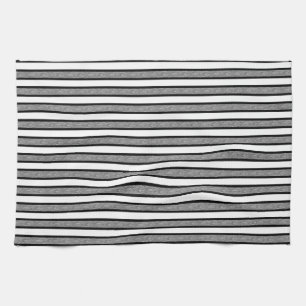 Outlined Stripes Black and Grey Tea Towel