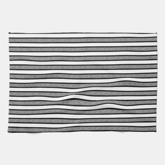Outlined Stripes Black and Grey Tea Towel (Horizontal)