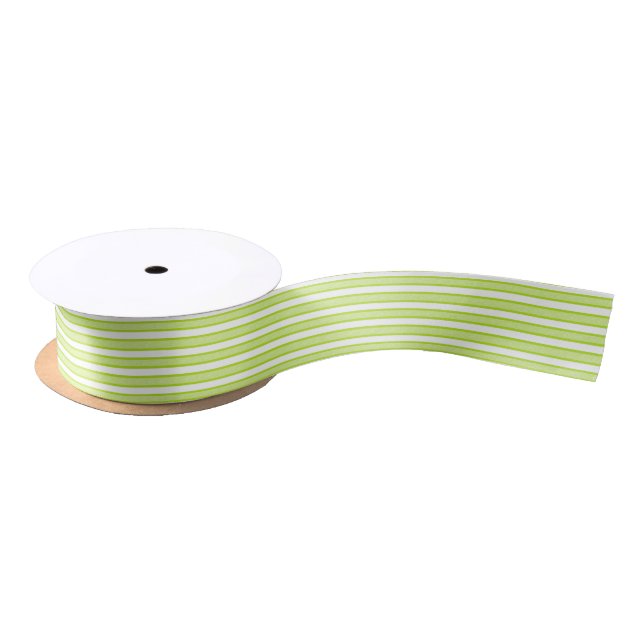 Outlined Stripes Lime Green Satin Ribbon (Spool)