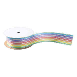 Outlined Stripes Rainbow Satin Ribbon