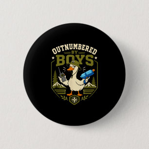Outnumber by boys funny mum hiking camping duck 6 cm round badge