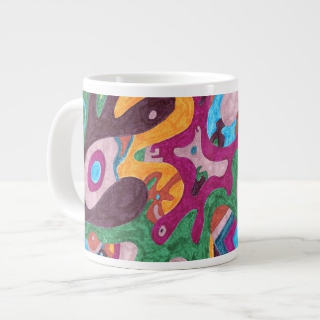 "Outpouring" Abstract Art Large Coffee Mug (Front Left)