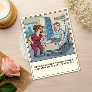 Outraged Nurse Yelling at Stunned Patient Get Well Postcard