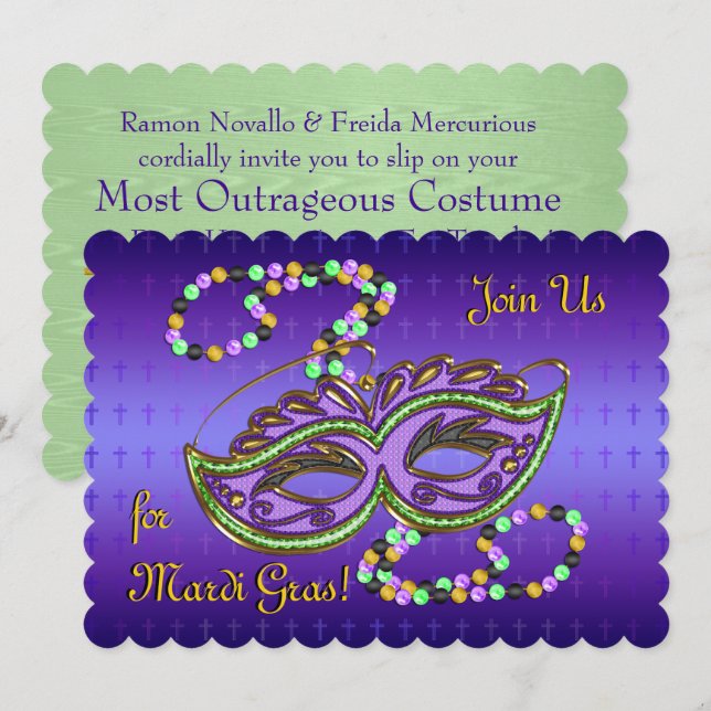 Outrageous Mardi Gras Party - Personalised Invitation (Front/Back)