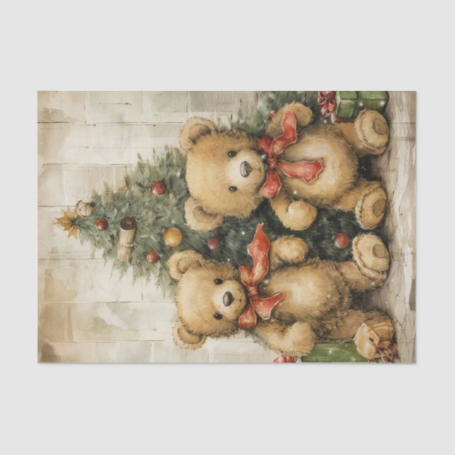 Outrageously Adorable Christmas Teddy Bears Tissue Paper (Front)