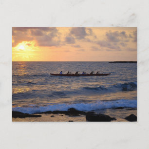Outrigger Canoe at Sunset, Hawaii, Postcard