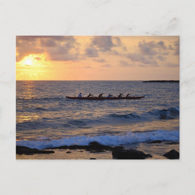 Outrigger Canoe at Sunset, Hawaii, Postcard (Front)
