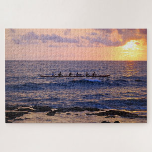 Outrigger Canoe at Sunset on the Big Island Hawaii Jigsaw Puzzle