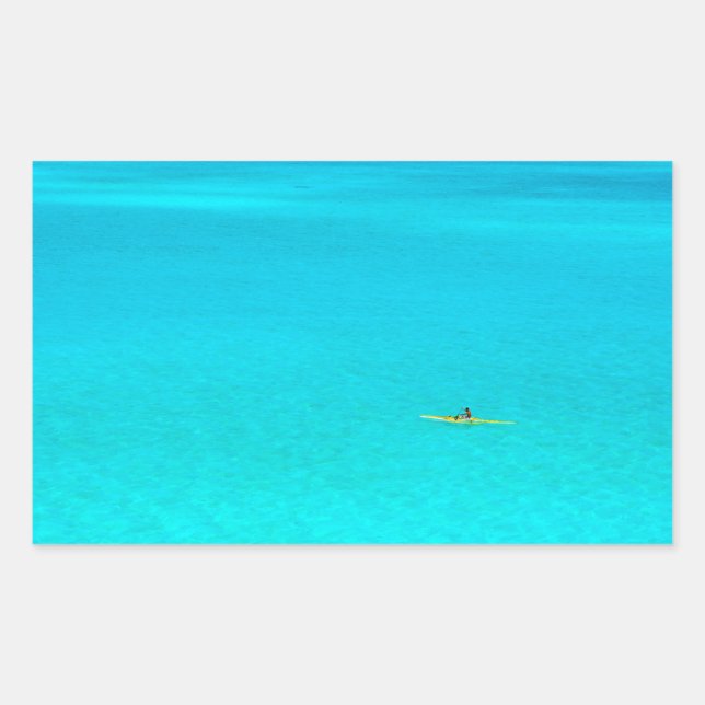 Outrigger canoe in Bora Bora rectangular sticker (Front)