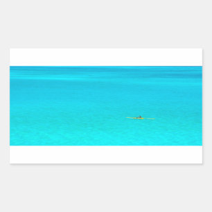 Outrigger canoe in Bora Bora rectangular sticker