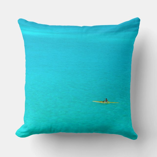Outrigger canoe in Bora Bora throw pillow (Front)
