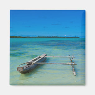 Outrigger Canoe In Shallow Ocean Magnet