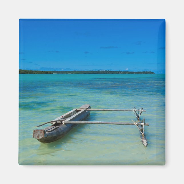 Outrigger Canoe In Shallow Ocean Magnet (Front)