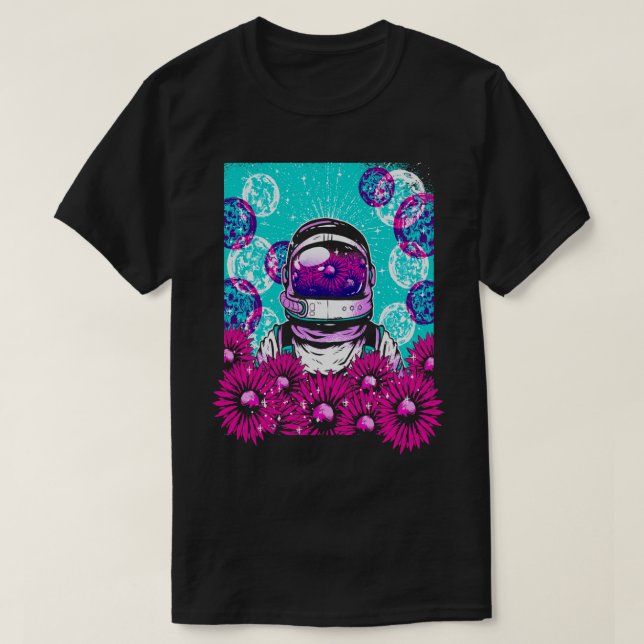 Outrun Astronaut Sunflowers Astral Hippie Boho Ast T-Shirt (Design Front)