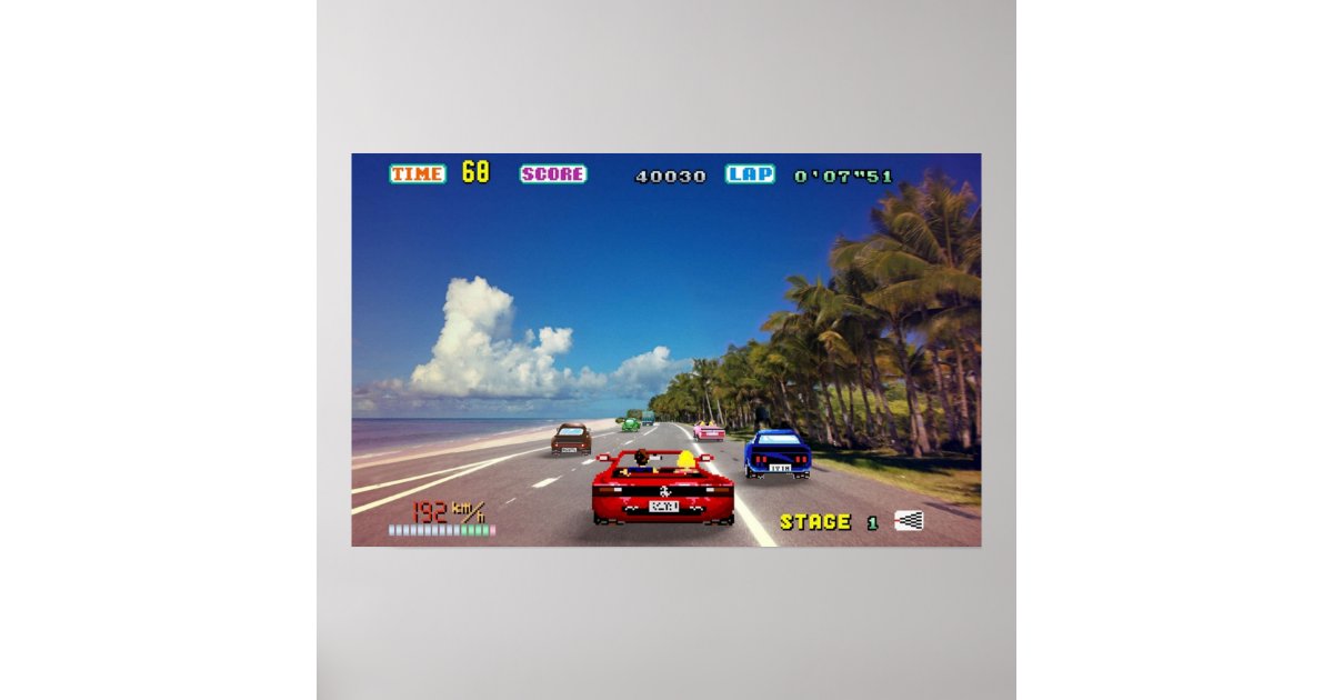 Outrun retro Pixel art Poster | Zazzle