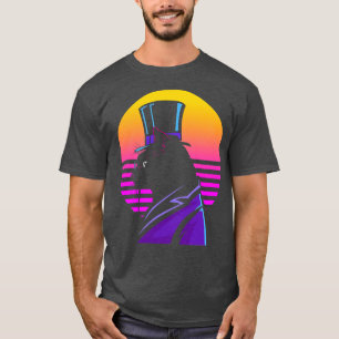 Outrun Steampunk Cat Synthwave Futurism T-Shirt