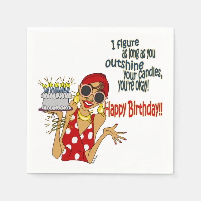 Outshine Your Candles Cartoon Birthday Napkin (Front)