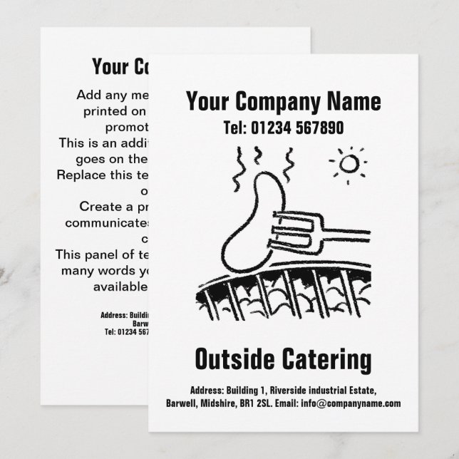 Outside Catering Cartoon Design Card (Front/Back)