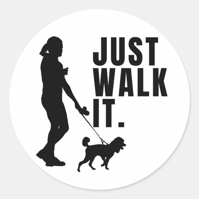  Outside Dog Walk Woman Walking Dog On Leash Classic Round Sticker (Front)