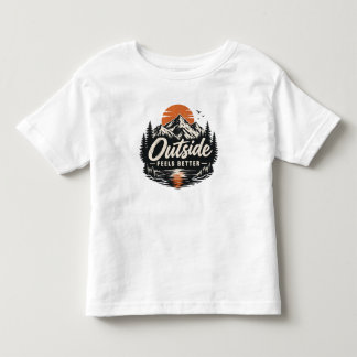 Outside Feels Better Mountain Nature Adventure Toddler T-Shirt