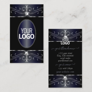 Outstanding Black Blue Ornate Ornaments with Logo Business Card