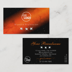 Outstanding Black Orange Sparkling Jewels Add Logo Business Card