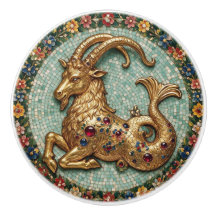 Outstanding Capricorn 3 D Gold Mosaic Style Ring  