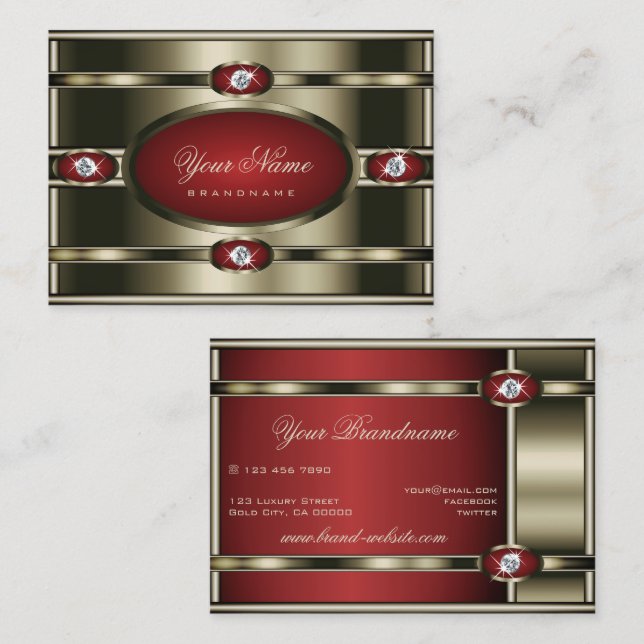 Outstanding Chrome Effect with Dark Red Gradient Business Card (Front/Back)