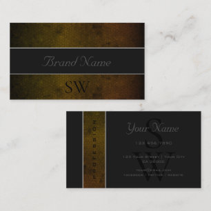 Outstanding Dark Yellow Snake Pattern and Initials Business Card