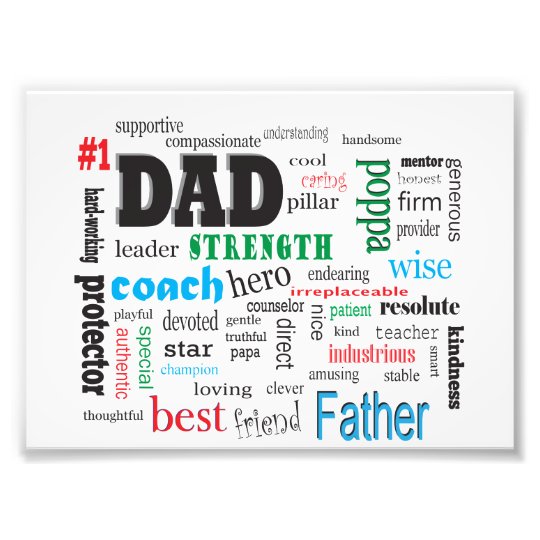 Outstanding Father Best Dad Word Cloud Photo Print Zazzle Com Au