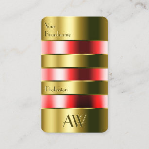 Outstanding Gold Glass Can Red Fluids and Initials Business Card